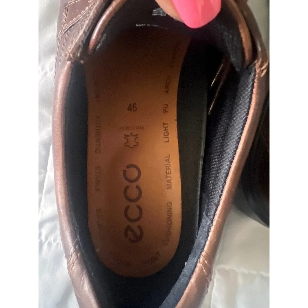 ECCO Helsinki Mens Brown Leather Bike Toe Oxford Dress‎ Shoes Size 46 US 12-12.5
